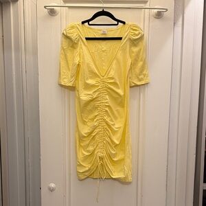 Wilfred Sunny Yellow Ruched Mini Dress